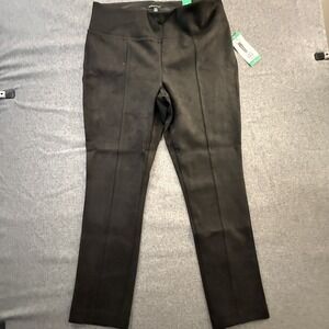 Andrew Marc Womens Velour Soft Faux Suede Stretch Pants Black Size XL NWT